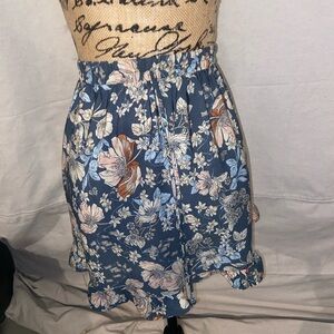 Sienna Sky Blue Bubble Skirt with Ruffled Tie Front